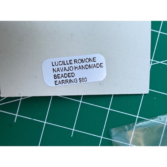 Navajo Lucille Romone Handmade Beaded Dangle Sterling Silver Earrings Multicolor - Picture 4 of 7